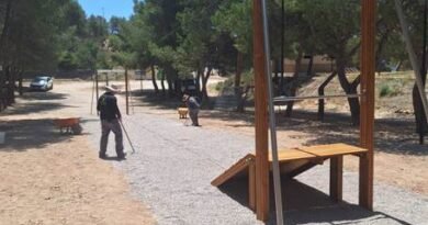 Parques y Jardines instala una nueva tirolina infantil en el área recreativa de Las Cruces